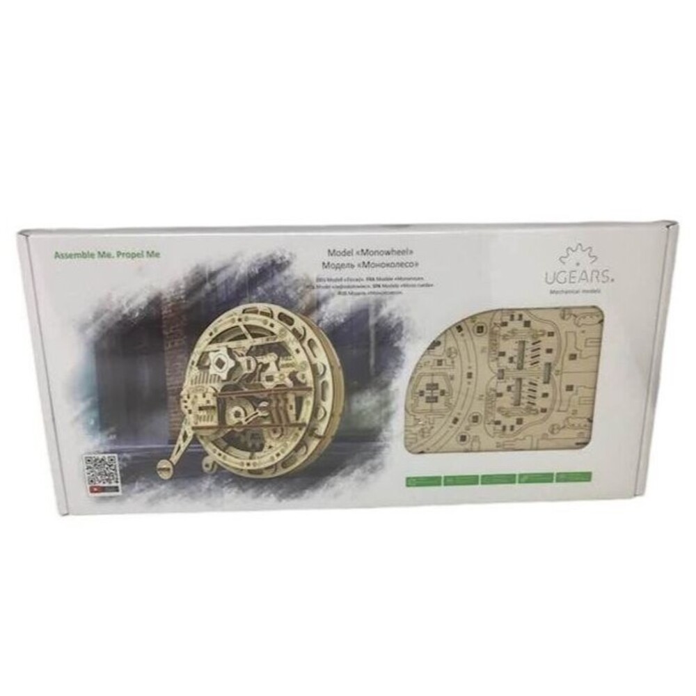 Ugears Model Monowheel Assemble Propel Wood Mechanical 3D Puzzle Unicycle NEW